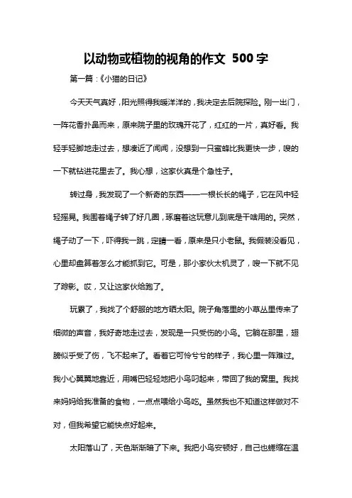 以动物或植物的视角的作文 500字