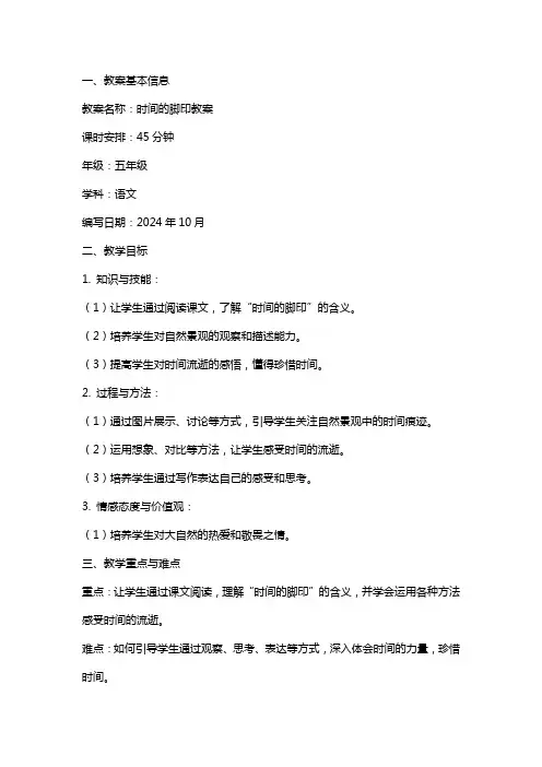 时间的脚印教案范文
