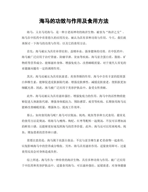 海马的功效与作用及食用方法