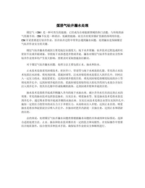 煤层气钻井漏水处理