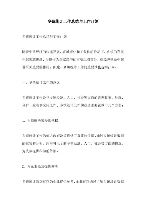 乡镇统计工作总结与工作计划