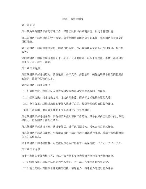 团队干部管理制度