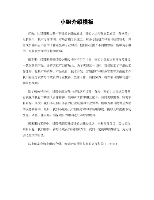 小组介绍模板