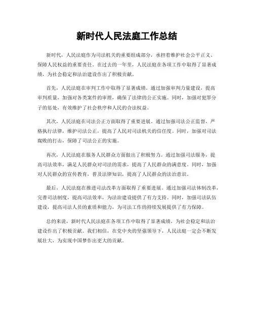 新时代人民法庭工作总结