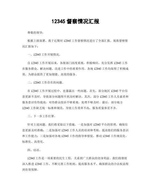12345督察情况汇报