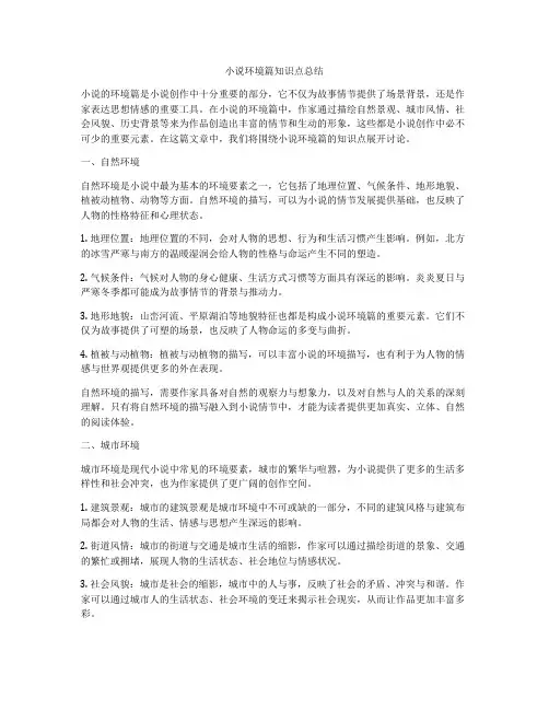 小说环境篇知识点总结