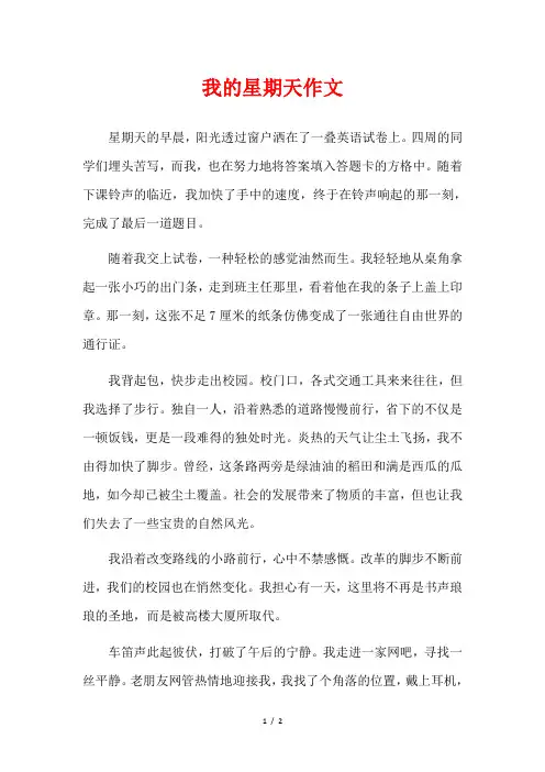 我的星期天作文