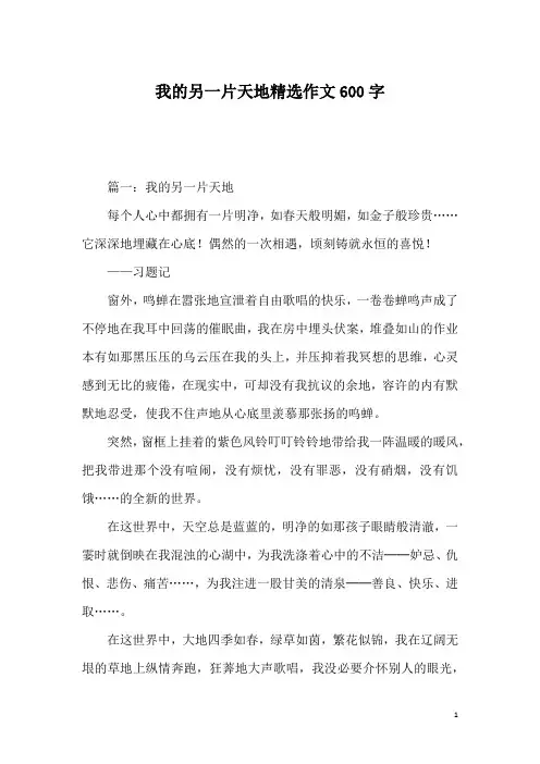我的另一片天地精选作文600字