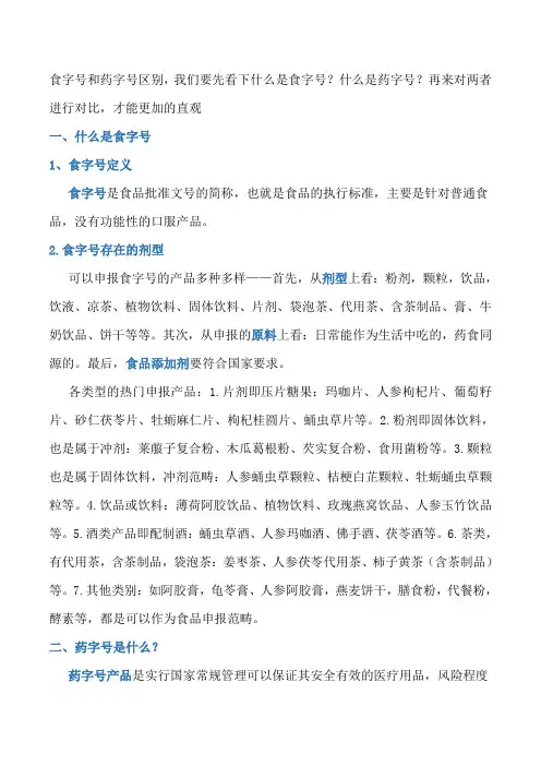 食字号与药字号的区别