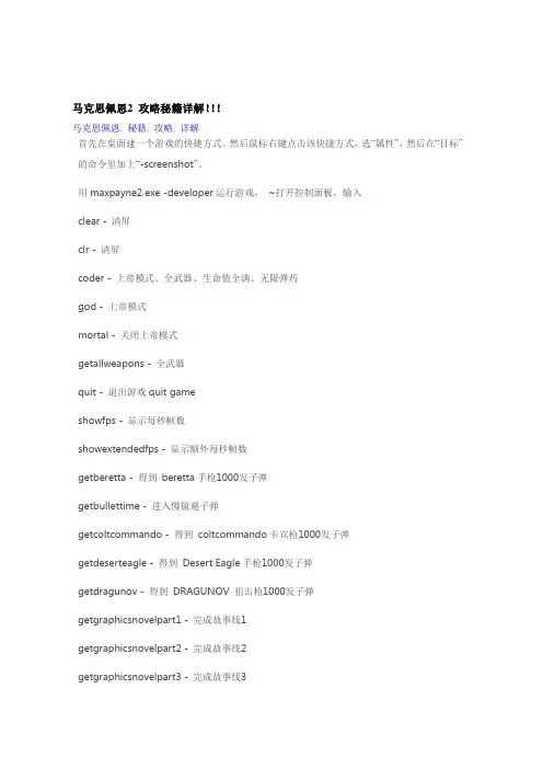 马克思佩恩2 攻略秘籍详解