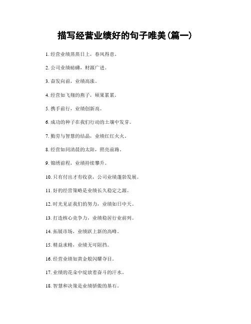 描写经营业绩好的句子唯美(精选2篇)