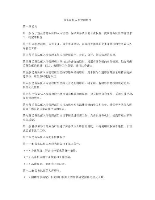 劳务队伍入库管理制度