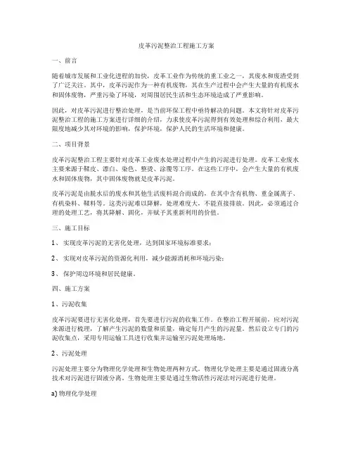皮革污泥整治工程施工方案