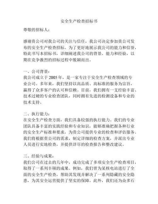 安全生产检查招标书