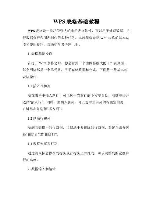 WPS表格基础教程