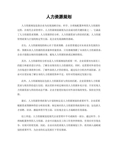 人力资源规划