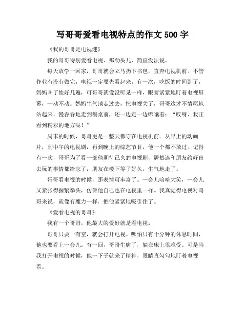 写哥哥爱看电视特点的作文500字