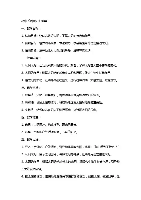 小班《晒太阳》教案