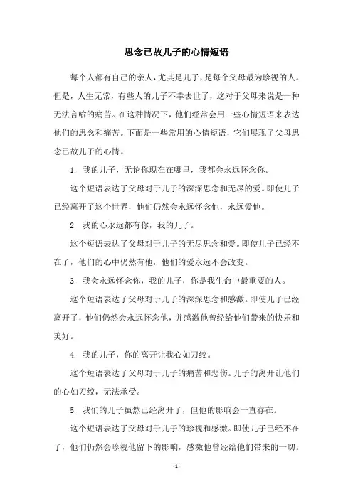 思念已故儿子的心情短语