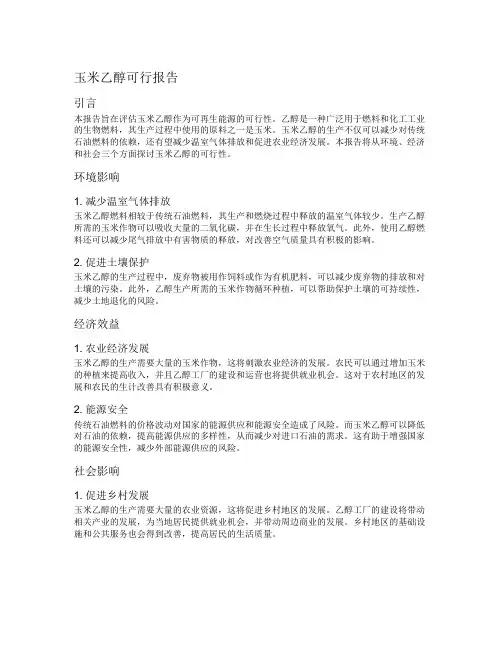 玉米乙醇可行报告