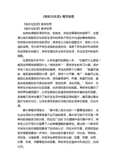 《色彩与生活》教学反思