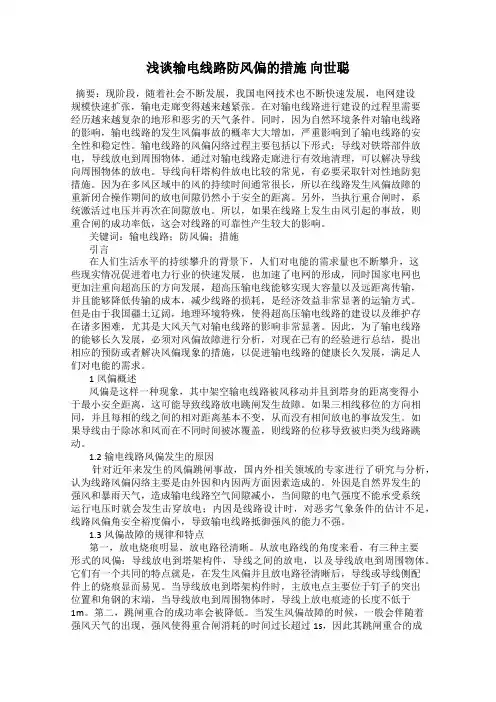 浅谈输电线路防风偏的措施 向世聪