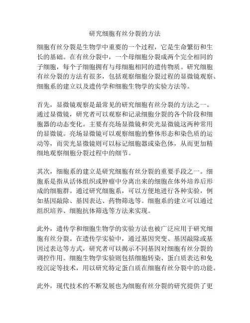 研究细胞有丝分裂的方法
