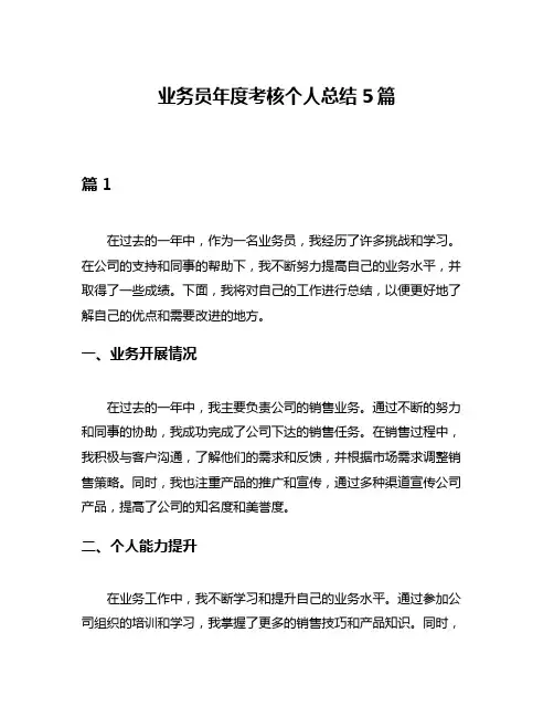 业务员年度考核个人总结5篇