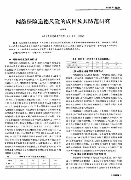网络保险道德风险的成因及其防范研究