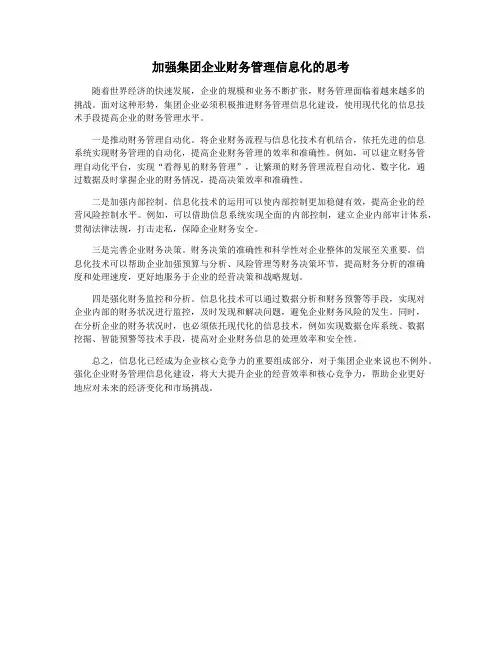 加强集团企业财务管理信息化的思考