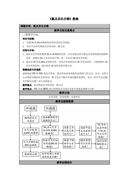 【教案】第五章第二节氮及其化合物教学设计高一下学期化学人教版(2019)必修第二册