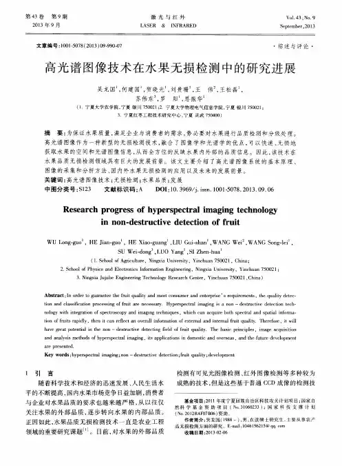 高光谱图像技术在水果无损检测中的研究进展