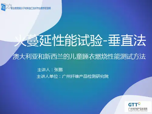 火蔓延性能试验垂直法澳大利亚新西兰儿童睡衣燃烧性能测试.ppt