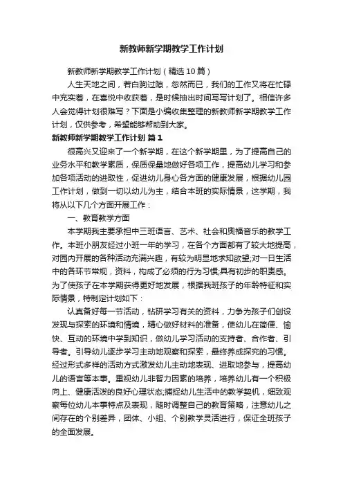 新教师新学期教学工作计划（精选10篇）