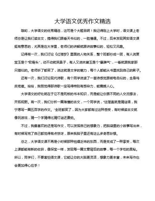 大学语文优秀作文精选