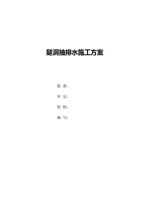隧洞抽排水方案
