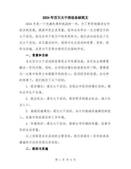 2024年百日大干活动总结范文