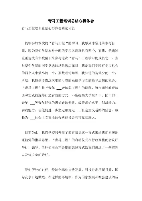 青马工程培训总结心得体会