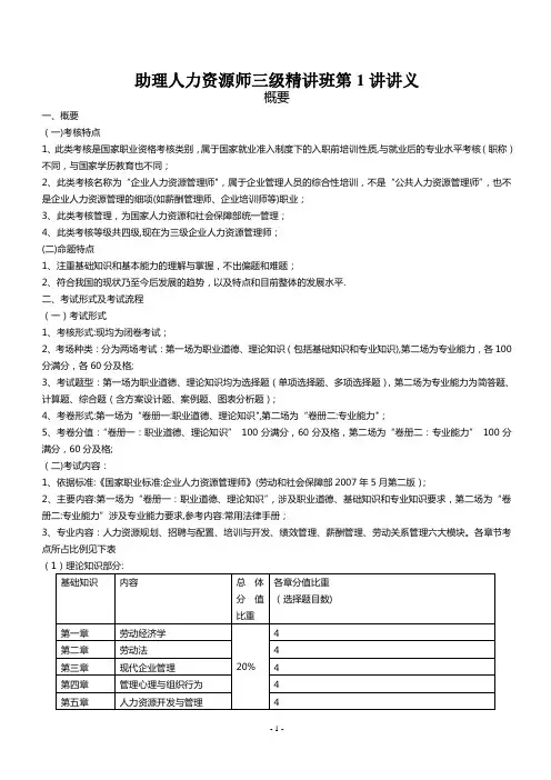 人力资源管理师三级讲义