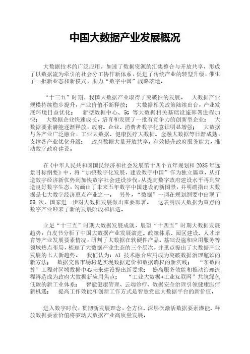 中国大数据产业发展概况