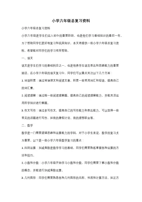 小学六年级总复习资料