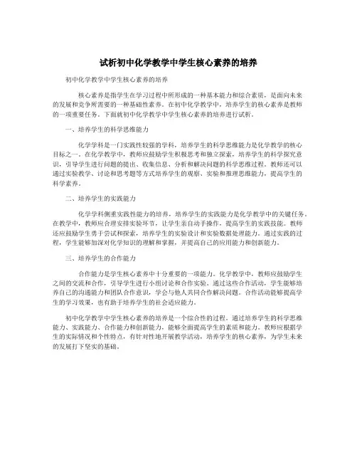 试析初中化学教学中学生核心素养的培养