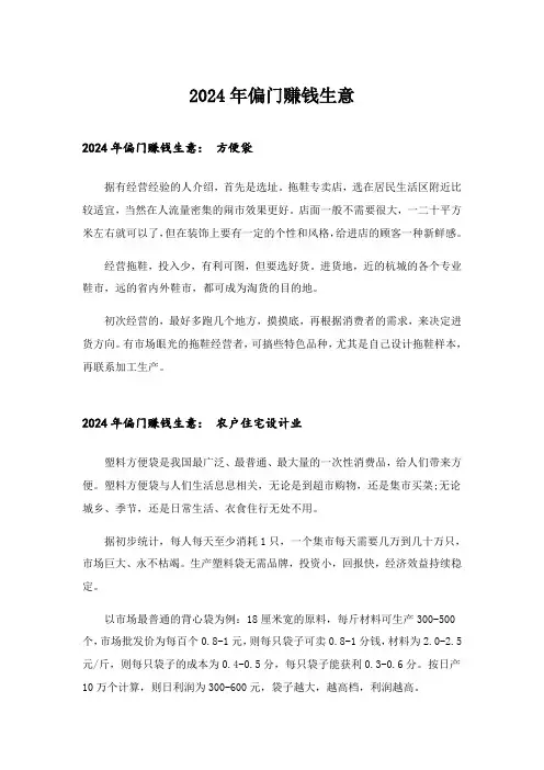 2024年创业_偏门赚钱生意