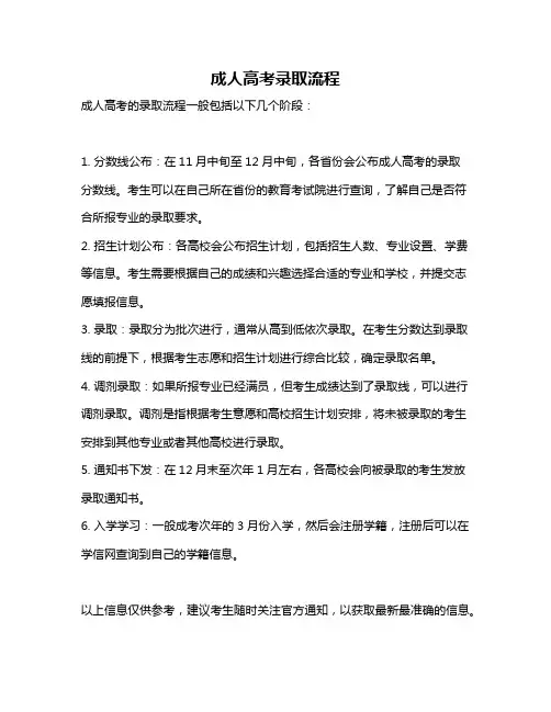 成人高考录取流程