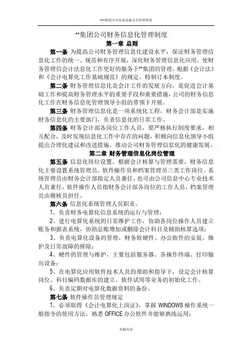 集团公司财务信息化管理制度