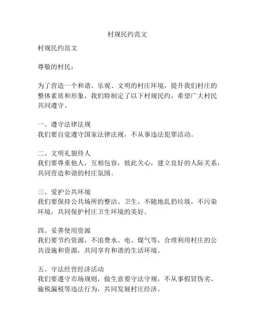村规民约范文