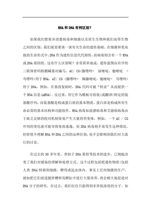 RNA和DNA有何区别