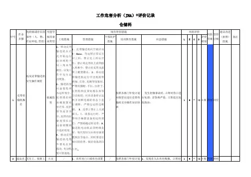 仓储工作危害分析(JHA)评价记录