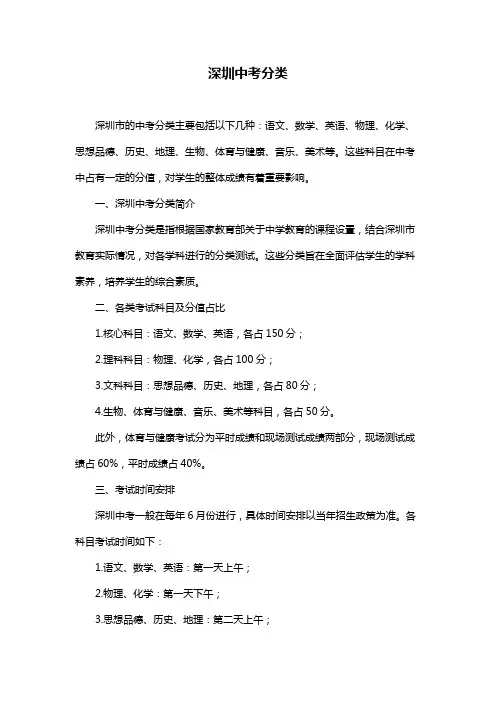深圳中考分类