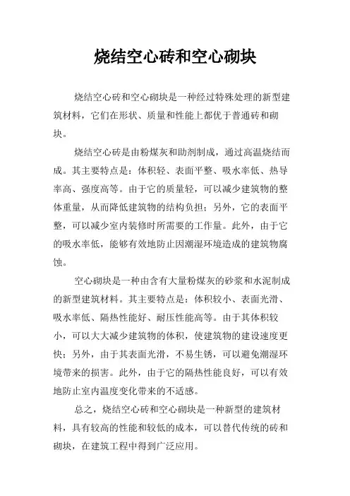 烧结空心砖和空心砌块
